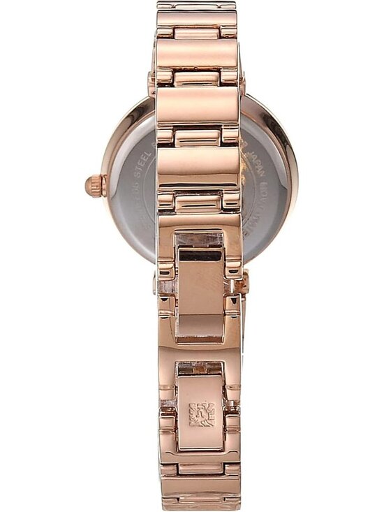Anne Klein Women\'s Rose Gold Pink Analog Genuine Diamond Dial Bracelet Watch